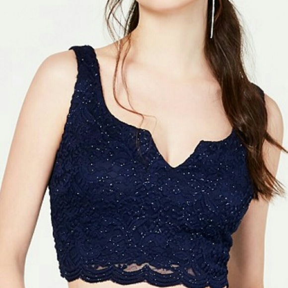 Floral-Print Navy Blue Satin Skirt - Picture 4 of 5